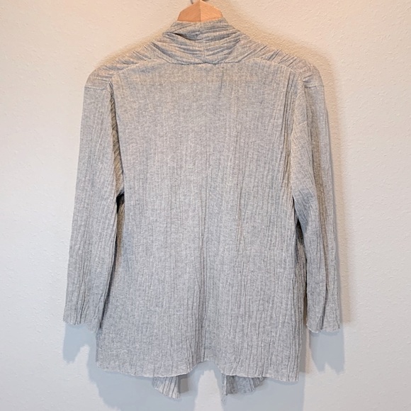Eileen Fisher Pressed Crinkle Simple Cardigan Open Front Draped Grey Size Medium - Picture 5 of 6